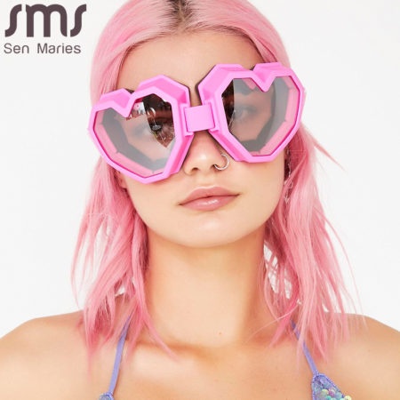 Heart Shaped Goggle Sunglasses One Piece Oversized Gradient Lens