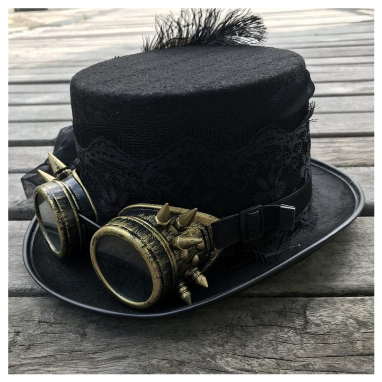 Top Fashion Hat Handmade With Gear Glasses and Lace Stage Magic Hat For Party Size 57CM Steampunk Hat - Image 2