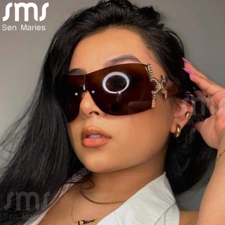 Fashion Oversized Sunglasses For Women Luxury Brand Designer Wrap Around Sun Glasses Men UV400