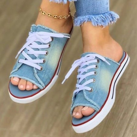 Fashion Open Summer Breathable Canvas Sandals For Women Zapatos Mujer