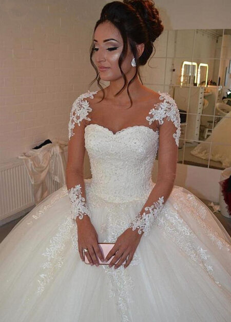 Vestidos Custom Made Long Sleeve Beautiful Modest Princess Wedding Dresses