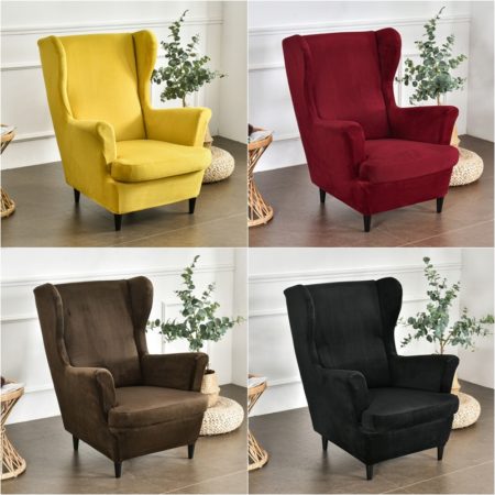 Floral Print Wing Chair Cover Removable Stretchy Wing Armchair Covers Chaise Lounge Cover with Seat Cushions Covers