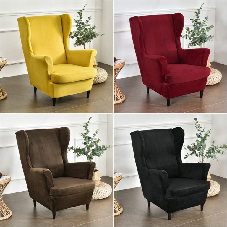 Floral Print Wing Chair Cover Removable Stretchy Wing Armchair Covers Chaise Lounge Cover with Seat Cushions Covers