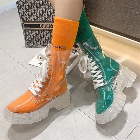 Fashion Transparent platform waterproof shoes thick high sexy