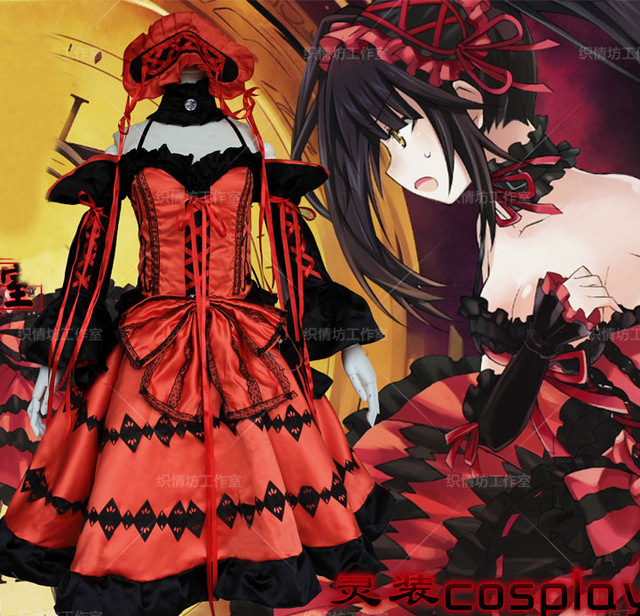 Anime History Nightmare Vivid Tokisaki Kurumi Cosplay Costume Full Set Princess Lolita Gorgeous Party Dress