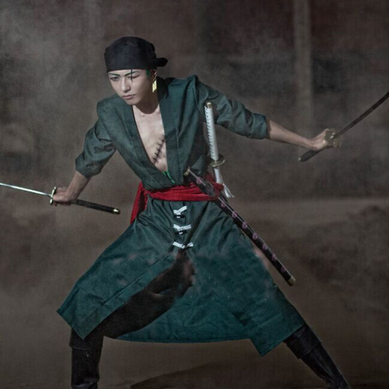 Pirate Hunter One Piece Roronoa Zoro Cosplay Costume Anime Performance Green Suit - Image 3