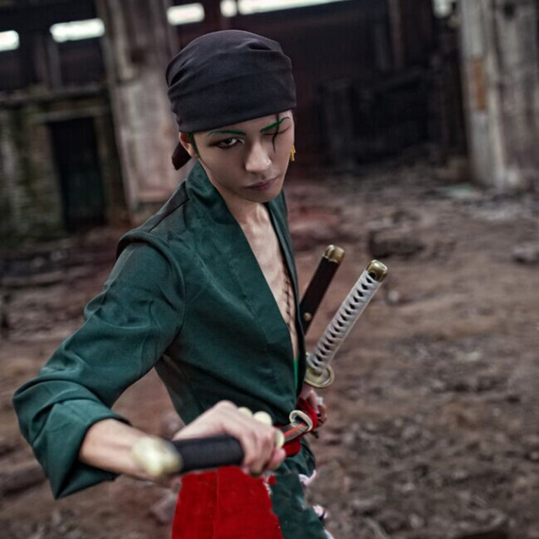 Pirate Hunter One Piece Roronoa Zoro Cosplay Costume Anime Performance Green Suit - Image 4