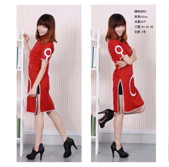 Ninja womens Girls Konoha Sakura Ninja Cosplay Costume Wigs(dress(top+skirt)+Headband+Shoes+Kunai+bag+shuriken) - Image 3