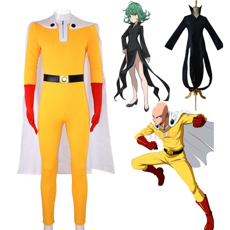 Anime One Punch Man Cosplay Costumes Saitama Yellow Jumpsuit with White Cloak Cosplay Costumes