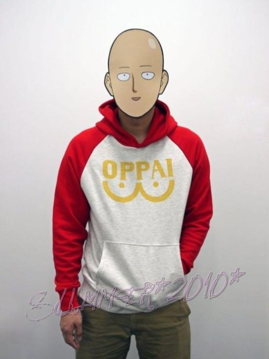 New Anime One Punch Man Saitama Oppai Hoodie Pullover Sweatshirt Cosplay Costume - Image 2