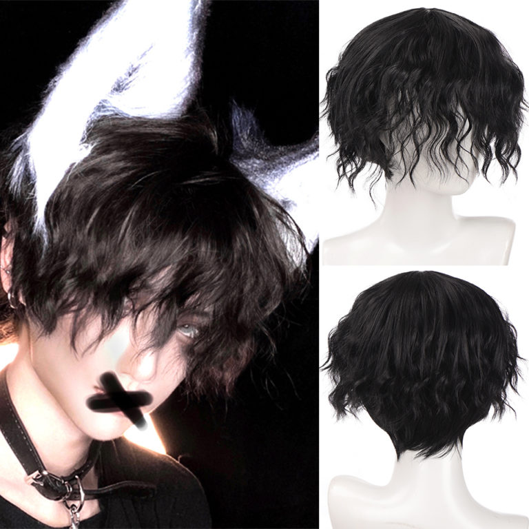 Synthetic Short Curly Wigs From AILIADE for Men Boys Girls Blonde Blue Dark Green Hair Heat Resistant Daily Party Anime Cosplay Wig - Image 2