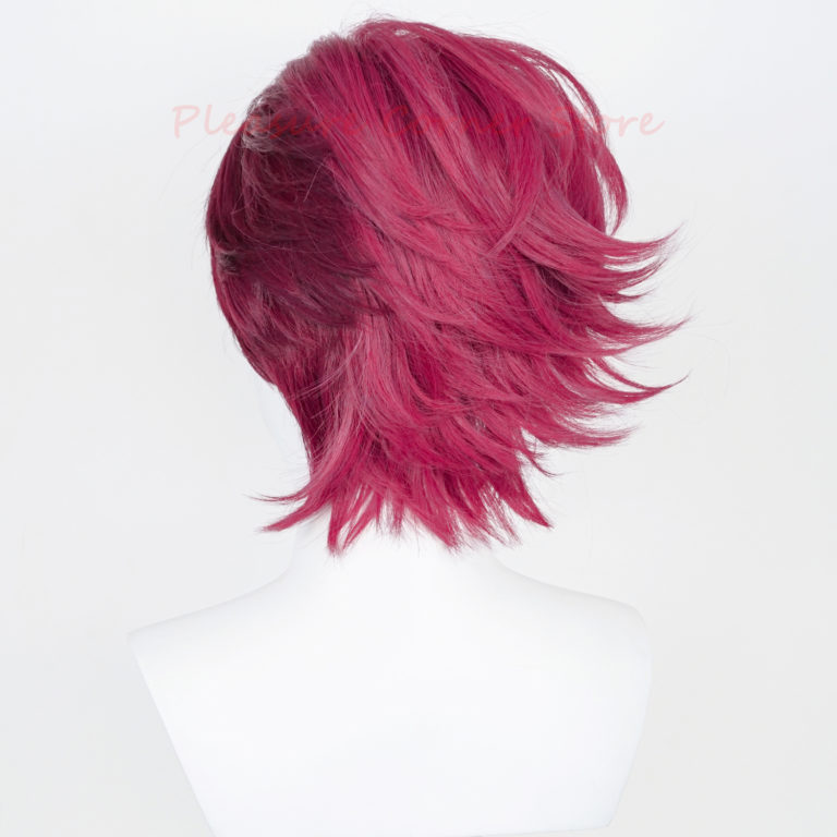 Game LOL Arcane Cosplay Wig Deep Rose 30cm Short Heat Resistant Synthetic - Image 3