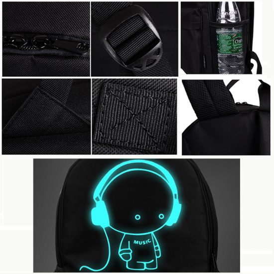 Unisex USB Charge Luminous School Bag For Teenagers Backpack lighting in the dark Student For Boys Girl Women - Image 2