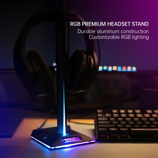 RGB Lights Headphone Stand with Type-c USB for All Gamers Accessories Desk