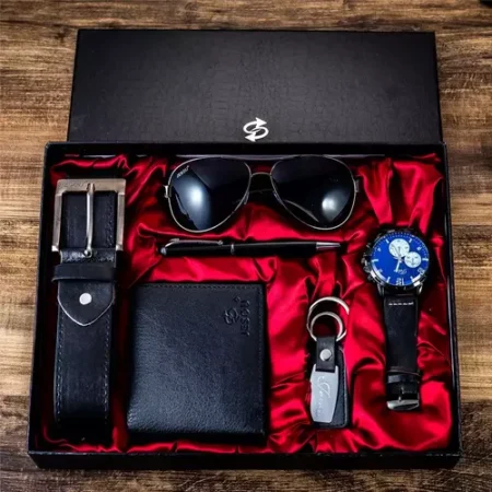 gift box For business Men's set Wallet belt watch pen glasses combination set