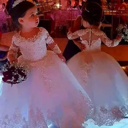 Flower Girl Dresses for Weddings Princess Lace Half Sleeve Party For Baby