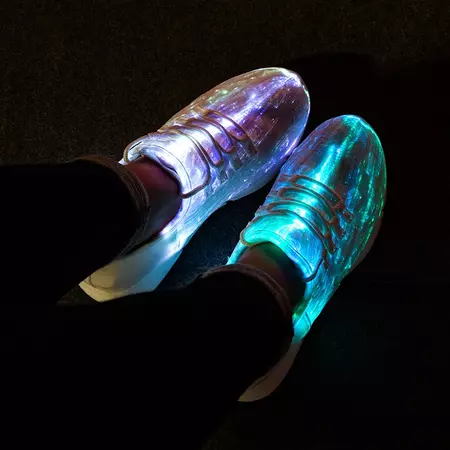 Led Fiber Optic Shoes for girls boys men women USB Recharge