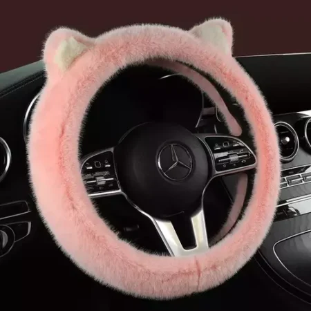 New Cute Cat Ears Steering Wheel Cover Warm Comfortable Breathable Hair Winter