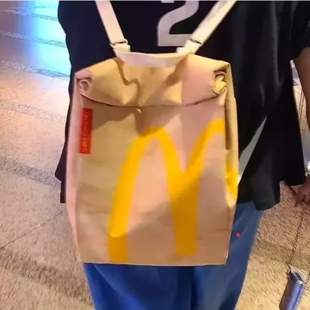 Funny Cute Mcdonalds French Fries Packaging Bag Student School Bag Canvas Backpack Large Capacity