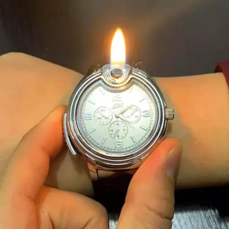 Flame Lighter Watch Metal New Creative Personality Gas Electronic Open Lighter