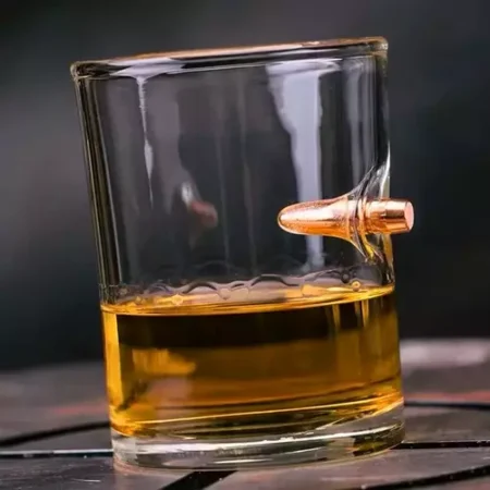 Glass with Bullet Rum Bar Crystal Cup Studded Warhead Shot Mug Gift