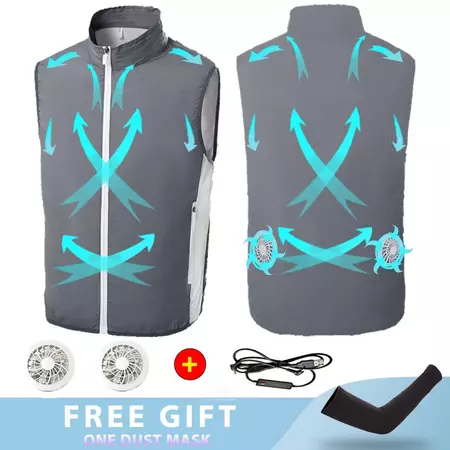 Ice Vest Fan Air Conditioning Clothes Cool Vest Sport USB Charging Worker Camping Fishing