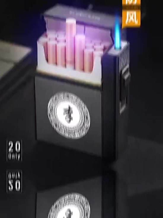 Automatic Metal Cigarette Case with Lighter Turbo