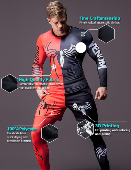 Men Sportswear Superhero Compression Quick Dry Joggers Training Gym Fitness